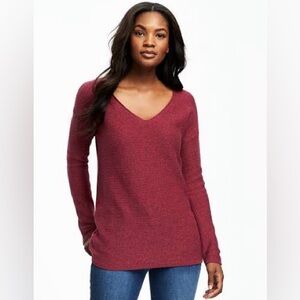 Old Navy Marled V-Neck Tunic Sweater – Size XL – Marled Red – 100% Cotton